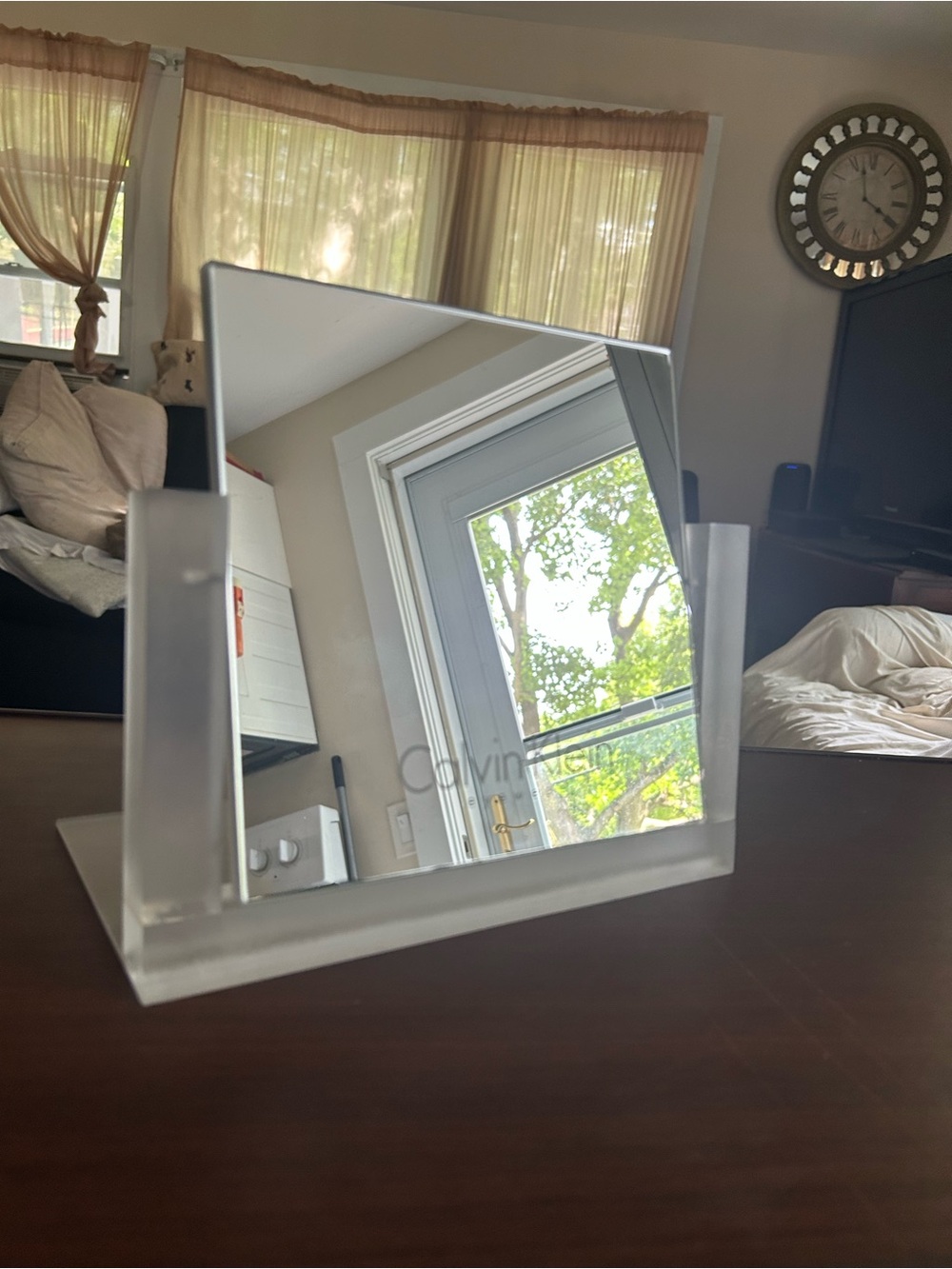Calvin Klein eyewear Clear Acrylic Vanity Mirror with Stand - Frosted  Base